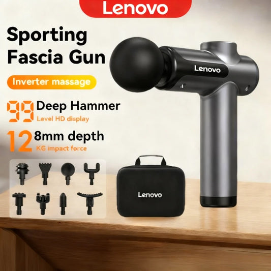 Lenovo Powerful Wireless Massager Gun 8 Massage HeadsRechargeable Shoulder Back Neck Waist Leg Electric Fascia Gun