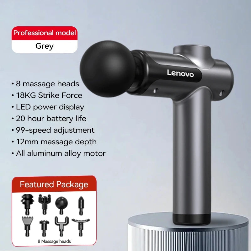 Lenovo Powerful Wireless Massager Gun 8 Massage HeadsRechargeable Shoulder Back Neck Waist Leg Electric Fascia Gun